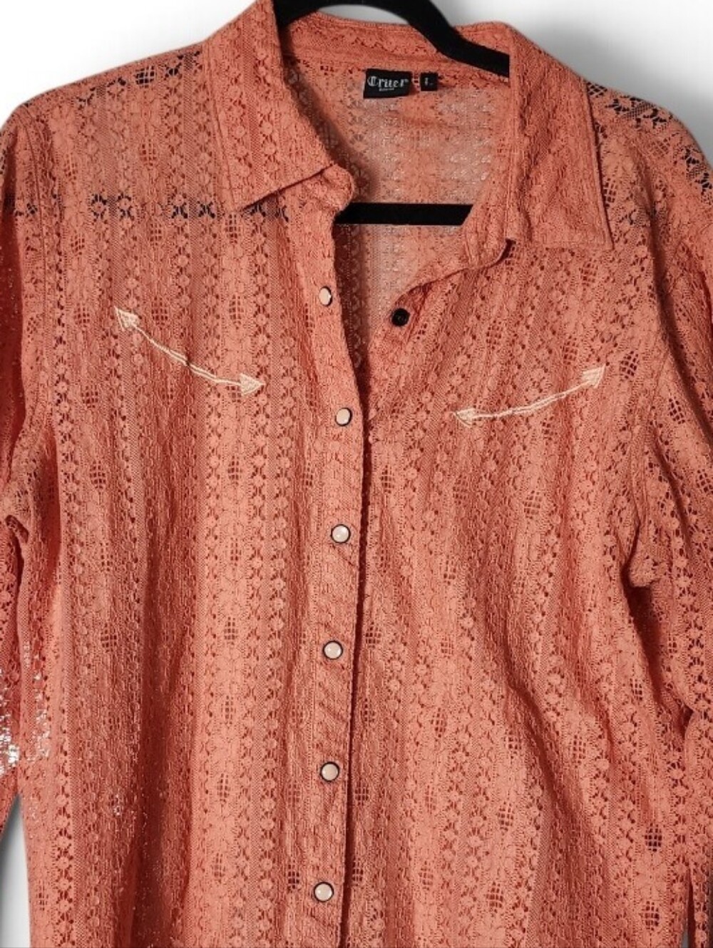 Cruel Girl Coral Lace Button-Down Shirt